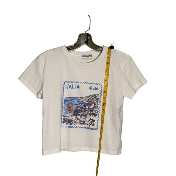 Italia Stamp Graphic White Crop T-Shirt By Princess Polly Size 8 - Picture 5 of 8